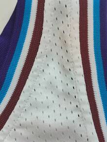 32# Plus Size Men's White Basketball Jersey, Snow Mountain Print + UTAH Embroidered Loose Fit V-Neck Sleeveless Top, Suitable For Basketball, Sports, Running, Workout, Gifts For Men Summer - White - View 4