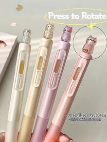 1pc Cute Cat Gel Pen - Pastel Pink/Beige/Black, Quick-Dry Ink, Ergonomic Grip, Smooth Writing For Office, School, Journaling - Ideal Gift For Cat Lovers & Stationery Enthusiasts, School Supplies, Playful Design, Durable Construction, Writing Instrument, Office Workers, Office Supplies, Stylish Pen, Highquality Ink, Gel Ink Pen, Pen, Kawaii Stationery, Pen For Writing, Student-Friendly Writing Pen Smooth Ink Flow, No Skips Economical Pack,Stationery, School Essentials, Gel Pens, Crafts, Coloring Supplies, Bible Study Kit, Nurse Pens, Funny Pens, Graduation Gifts, Christian Stuff, Nurse Essentials, Book Accessories, Birthday Gifts, Business Supplies, Christian Gifts, Office Desk Accessories, Office. - 彩色 - 查看 11