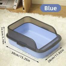 1 pieza de caja de arena para gatos de plástico, adecuada para la sala de estar, el dormitorio, el balcón, la oficina, el uso diario y para gatos pequeños y medianos. Es fácil de desmontar y limpiar