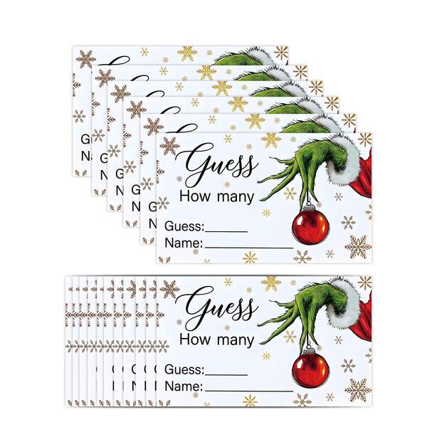 Tarjetas de adivinanzas con tema navideño, juego de fiesta de Navidad, tarjeta de Navidad con copos de nieve verdes, juegos de Navidad