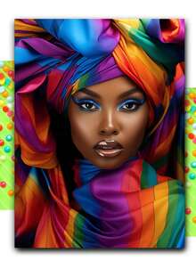 5D African Woman Diy Diamond Art Painting Kits - DIY Diamond Art African American, Full Round Drill - Crystal Embroidery Cross Stitch - Adult Craft For Wall & Office Decor - Multicolor - View 1