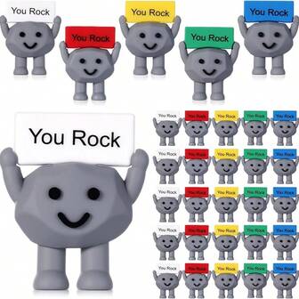 You Rock Mini Doll, Frontal Gift Mini Doll, Mini Emotional Mini Rubber Toy, Inspirational Birthday Gift For Colleagues And Employees (Mixed Style), Easter Egg Filling, Hidden Small Gift, The Best Mini Rock Mini Character For Colleagues
