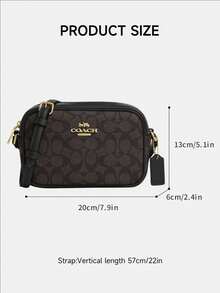 Coach Bolso de cámara mini Jamie 21, bolso cruzado de mujer de cuero genuino, bolso de hombro pequeño, bolso cuadrado con cremallera de estilo retro para mujer, bolso con correa de hombro ajustable - Nogal negro y negro - Ver 4