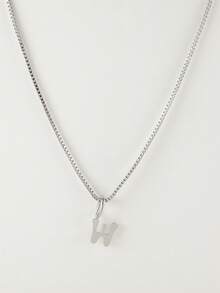 1件简约风格银色不锈钢26字母吊坠项链，女士款，适合秋冬季日常佩戴 - 銀色 - 查看 26