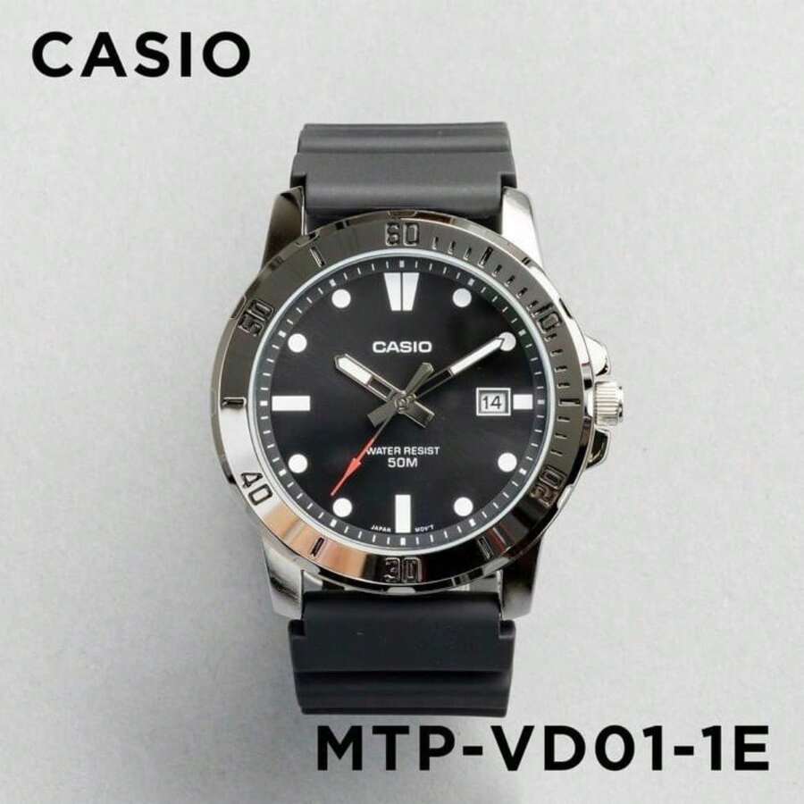 Casio 卡西欧现代运动手表，黑色硅胶表带搭配银黑色表盘，50米防水，耐用防汗表带，适合全天候佩戴，满足您积极的生活方式 - 均碼 - 查看 1
