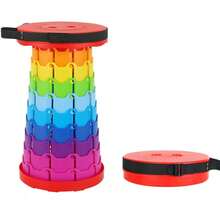 1 piesă de scaun de camping pliabil, cu înălțime reglabilă și extensibilă, portocaliu curcubeu, portabil, cu o capacitate de încărcare de 500 kg, reglabil pe mai multe niveluri, eliberând picioarele pentru călătorii în aer liber, portabil și pliabil atât pentru uz exterior, cât și pentru uz casnic.