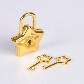 5-Pointed Star Lock, High-End Padlock, Notebook Lock, DIY Accessories, Decorative Lock, Notebook Star Lock With 2 Keys, Decorative Lock Clasp Hardware For Bags And Boxes