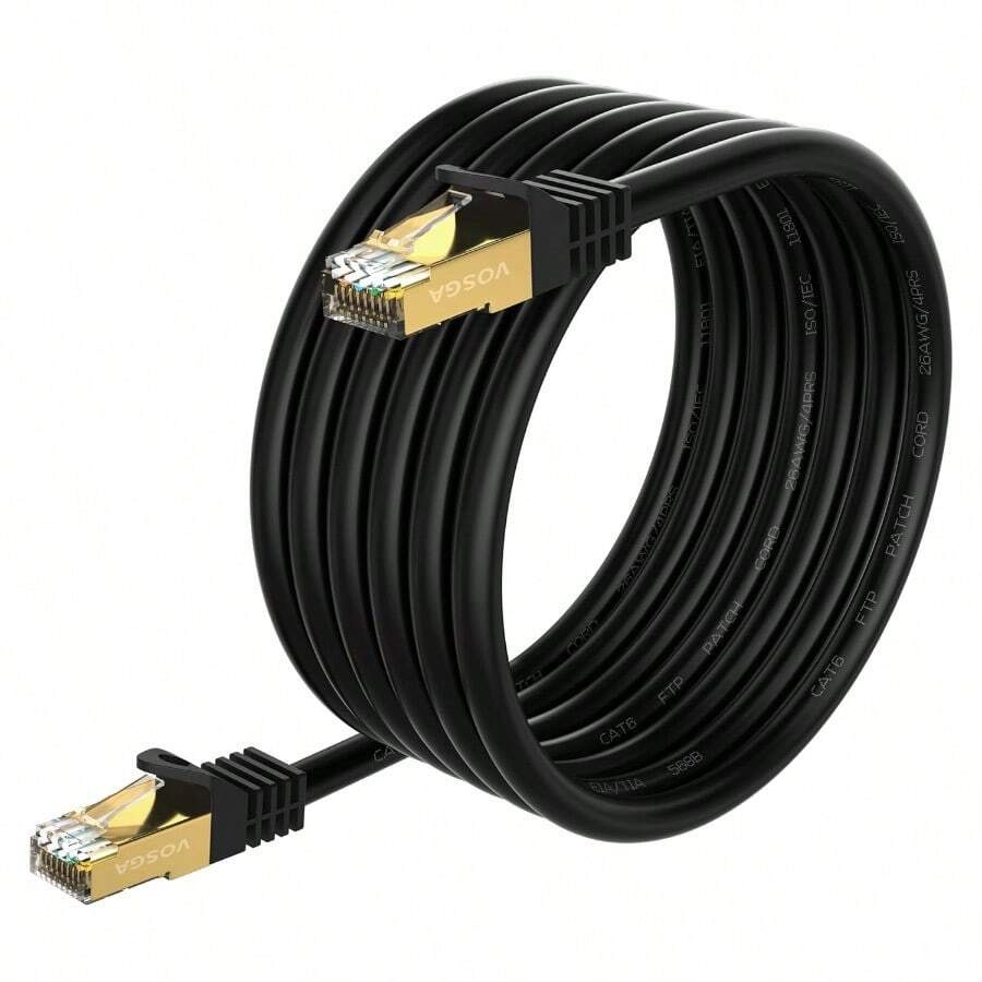 Outdoor Cat 6 Ethernet Cable 40M/130 FtFTP-550MHZ-Shielded CAT6 RJ45 Network LAN Waterproof Direct Burial Internet Cord 40M Round Black - 40M - View 1