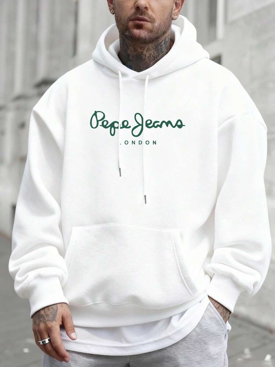 1 Piece Men's Hoodie: Cotton-Polyester Blend, Exquisite Print, Outdoor Suitable For Autumn & Winter Commutation - White 001 - View 1