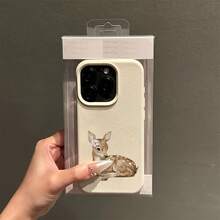 1pc Cute Smiling Deer Pattern  Case For X/XS/XR, Full-Body Shockproof Protective Cover Compatible With 11/12/13 Plus,  Y2K Style Daily Use & Photography Accessory - Perfect Birthday Gift For Friends, Family, Boyfriend/Girlfriend - White Material - NX0017Suitable For  17 Air - 白色 - 查看 4