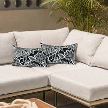 Outdoor/Indoor Throw Pillows, 18x18 Square Pillows With Inserts Bed, Couch, Sofa & Patio Furniture (Set Of 2, Monstera Blue), Decorative Pillows - 蒙特內哥羅 - 查看 8
