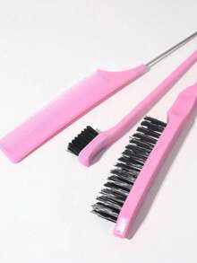 3PCS Compact Hair Brush & Comb Set – Double Sided Edge Brush, Rat Tail Comb & Teasing Comb For Daily Hair Care, School, Gym & Travel,Hairbrush Mini Hairbrush Set Hairbrush Detangling Brush Hairbrush Blue Hairbrushes For Women Hairbrush Storage Pot Hairbrush Kids Hairbrush Gift Set Hairbrush Holder Hairbrush - Multicolor - View 2