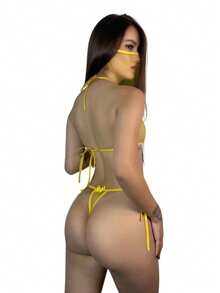 Naughty Odalisque Fantasy With Sequin Sexy Lingerie Set - 黃色 - 查看 4