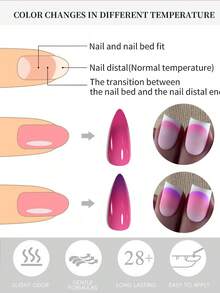 VOKY 6pcs Temperature Changing Nail Gel Polish Set, Formaldehyde & Lead-Free, UV/LED Cured, Nail Art Decoration, Suitable For Women's DIY At Home Or Use In Nail Salons Nails - Multicolor - View 7