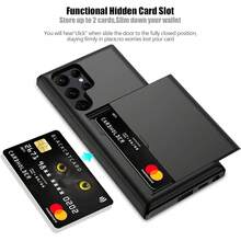 Ốp lưng điện thoại có khe đựng thẻ và ví, chống sốc, bảo vệ toàn diện, tương thích với Samsung Galaxy S23 S22 S21 S20 S24 S25 FE S24 Ultra Plus A55 A56 A36 A16 A17 - màu đen - Xem 5