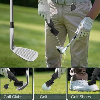 1pc Pressure Spray Cleaning Brush, Golf Club Cleaning Brush With Retractable Pull Ring Groove Cleaning Tool