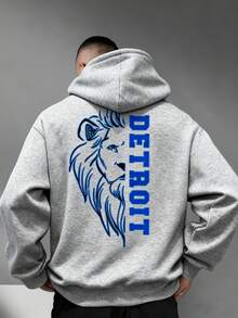 Sudadera Deportiva Casual y a la Moda para Hombres, Sudadera con Emblema del Equipo de Fútbol de Detroit, Sudadera de Gimnasio Estilo Callejero, Estilo Regular de Manga Larga, Adecuada para Ejercicio y Uso Diario, Ropa Deportiva Cómoda Enviada Localmente - Gris - Ver 7