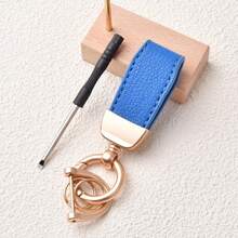 1 pieza Llavero de muñeca de estilo francés de cuero con 2 anillos para llaves y anillo en D anti-pérdida, correa portallaves unisex corta, llavero de coche de moda multicolor, accesorio de bolso de estilo empresarial para uso diario de hombres, accesorio de coche casual, estilo gótico lindo Y2K para la escuela