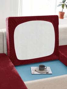 1pc Velvet Sofa Cover Elastic Thicken Anti-Slip Sofa Slipcovers For Living Room Bedroom Outdoor Sofa Protection Pet Stain Prevention 4-Season Sofa Seat Cushion Cover For L-Shaped Single Seat Recliner And 1/2/3/4 Seater Sofas Autumn Home Decor Sofa Throw Cover All Seasons Easy To Install And Remove - 酒紅色 - 查看 6