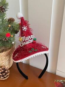 1pc Cute Plush Red Santa Hat, Cartoon Snowman Green Christmas Tree Headband For Women, Photo Prop & Party Accessory, Hair Band, Hair Hoop - Multicolor - View 6