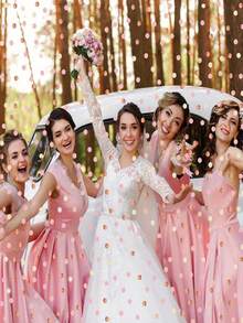 1000/2000pcs Pink Sequin Dots, Light Pink Confetti, Soft Pink And Rose Gold Metallic Paper Flakes, Suitable For Weddings, Birthdays, Parties, Balloon Filling, Table Decor, Party Decorations - Multicolor - View 8