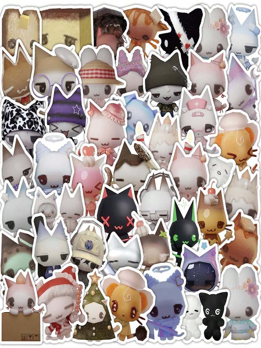 60PCS/PACK Cute Kawaii Cartoon Animal Stickers Pack - Adorable Character Decals For Phone Metal Stickers, School Pencil Case Decoration, DIY Journal & Craft Supplies Scrapbook Supplies Scrapbook Stationery - Multicolor - View 1