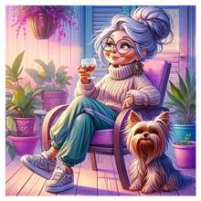 1件装 - 全新1000片快乐奶奶DIY拼图，大号30*30厘米，个性化成人拼图，适合生日、万圣节、感恩节等节日礼物，完美礼品