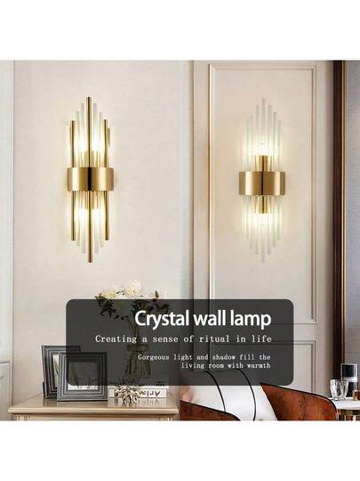 1PC/ Moderne Gold/Black Crystal Wand Lamp, Stainless Steel Base, High Quality Shine Lamp Body, Cafe, Living Room, Bedroom, Villa Home Room ative Lighting Fixture