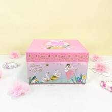 芭蕾天鹅音乐首饰盒带抽屉，粉色首饰收纳盒，女孩生日礼物 - 芭蕾舞鞋 - 查看 4