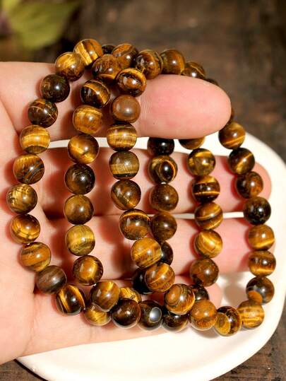 Vòng tay hạt đá mắt hổ tự nhiên 8mm, Phụ kiện thanh lịch thích hợp cho mùa thu/đông, Món quà tuyệt vời cho ngày lễ tình nhân và Giáng sinh