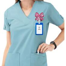 1pc Pink Bow Design Retractable Badge Clip, Suitable For Nurses, Doctors, Office Staff - Stethoscope Design Badge Clip, Suitable For Hospitals, Clinics, Workplaces - Professional ID Badge Reel, ID Badge Holder, Medical Staff Accessories, Stethoscope Accessories, Gifts For Girls, Back To School, School Supplies, Office, Accessories, Christmas, New Year Gifts, Funny Gifts - Hot Pink - View 5