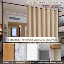 YeYeBest Room Divider, No Drilling Curtain Rod For Room Separation, 4-10ft (H) 28-70inch(W) Adjustable Heavy Duty Floor To Ceiling Partitions, Portable Hanging Wall Dividers Space Separator Window Rods - 彩色 - 查看 8