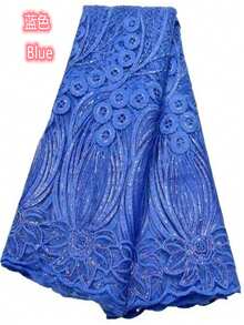 2026 高品质非洲薄纱蕾丝面料，最新款法国亮片蕾丝面料，适合婚礼、女士派对等场合，5码/1码 - 彩色 - 查看 24