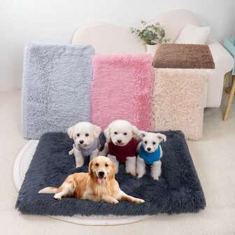 1件装长毛绒记忆棉宠物垫，保暖犬猫床，防水可拆卸垫套，适合秋冬季使用
