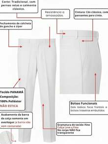 pthirillo Men's Tailored Slim Fit Executive Dress Pants, Smart Casual Style, Oxford Polyester Fabric, Classic Formal, Lightweight And Refined - 白色 - 查看 8