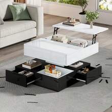 Coffee Tables - White+Black + Particle Board - View 1
