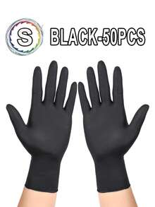 Guantes desechables de nitrilo negro, sin látex, antiestáticos, impermeables, guantes de trabajo multiusos. Guantes de nitrilo desechables para cocina, baño, hogar, uso doméstico - Negro - Ver 26
