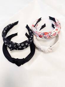 4 pièces/set Bandeaux pour femmes de couleur unie noire et beige imprimés en tissu, accessoires capillaires simples convenant à un usage quotidien, serre-tête, bandeau