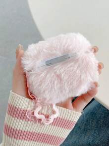 1pc Plush Bow Heart Earphone Case Compatible With Apple 1/2/3/4, Pro 3 With Star Pendant, Shockproof Earphone Cover (Earphones Not Included), Autumn/Winter