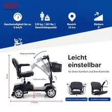 300W Compact Four-Wheeled Outdoor Mobility Scooter, 15 Km Range - Blue - View 5