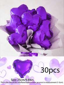 10pcs 10-Inch Heart Shaped Foil Balloons, Gold, Silver, Rose Gold, Red, Green, Pink, Blue, Purple, Magenta, Small Size, Suitable For Proposal, Wedding Anniversary Decoration, Date Surprise, Birthday Party, Halloween, Christmas Gift, Sweet Theme Party Decor - Multicolor - View 19
