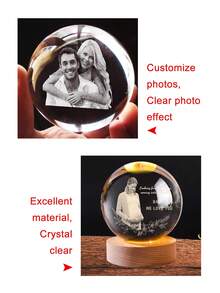 1 Pc,Personalized LED Crystal Ball Night Light - Custom Photo Lamp For Home & Office Decor | Ideal Gift For Couples, Parents, And Loved Ones On Special Occasions,Custom Photo Crystal Ball, Custom Photo Night Light - Multicolor - View 7