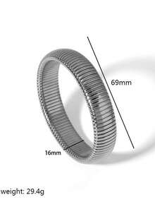 极简竖条纹弹力不锈钢手链，时尚情侣配饰 - 彩色 - 查看 10