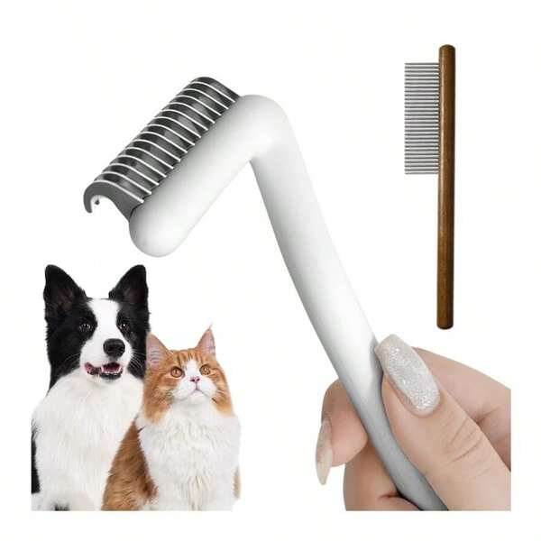 Brush For Cats And Dogs, Pet Grooming Tools - Hair Mat Remover - Safely Removes Hair Mats - 2 Piece Undercoat ...