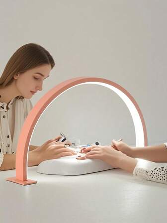 1PC 14inch/20inch White/Pink Acrylic Nail Fill Light, Half Round Nail And Beauty Fill Light Table Lamp, LED Lighting Table Lamp, USB Power Supply, Suitable For Commercial Nail Lighting, Beauty Fill Light