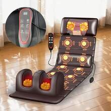 1 Set Of Large Full-Body Heating Massager With Neck And Foot Device And Massage Headrest, Lumbar Mat, Timer Vibration Massager, Comfortable And Wear-Resistant, Non-Slip Bottom, Easy To Store, Suitable For Home And Office Take A Nap - Brown (with leg massager) - 查看 7