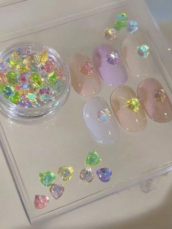 1/2 Box Nail Art Crystal Ice Cube Rhinestones, Rectangular Shape, Elegant & Cute, Versatile Nail Decoration, Nail Salon Supplies