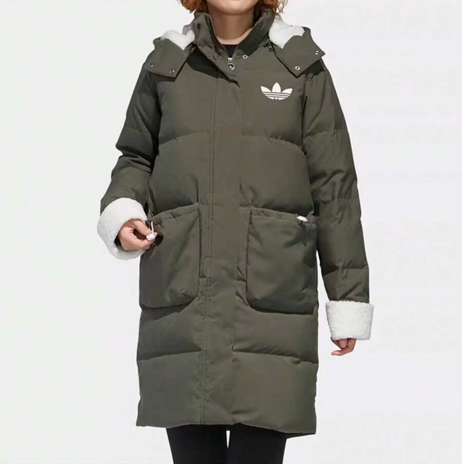 Adidas Chaqueta acolchada de plumón casual para mujer, nueva llegada para el invierno - Verde Oliva - Ver 1