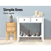 Console Table Wood Side Hallway Tables Desk Drawers Display Home Bedroom Office Living Room Entryway Furniture With 2 Drawer Spacious Storage Shelf White - White - View 6