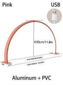 15.74 In/22.44 In White/Pink Crescent Shape Nail Lamp,USB Push Button Plug Desktop Lamp,For Nail Fill Lighting, Vanity, Handmade Desk, Nightstand,Monochromatic White Light - white light - View 15